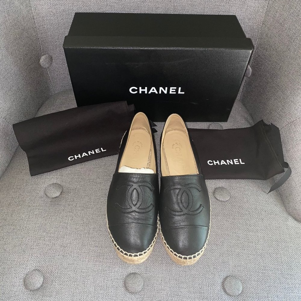 Authentic Chanel Black Espadrilles